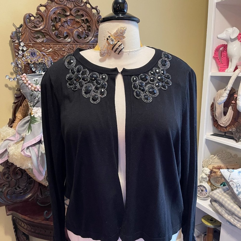 INC International Concepts NWOT 3X Black Beaded Embellished Sweater